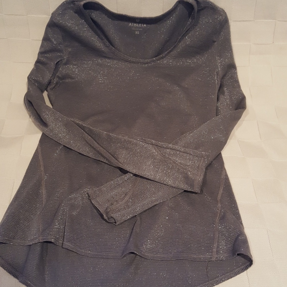 Athleta shiny silver shirt. - Picture 2 of 4